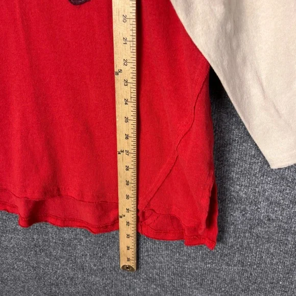 We The Free Free People Los Angeles 21 Jersey T-Shirt Red Womens Large Beaded - Picture 7 of 8